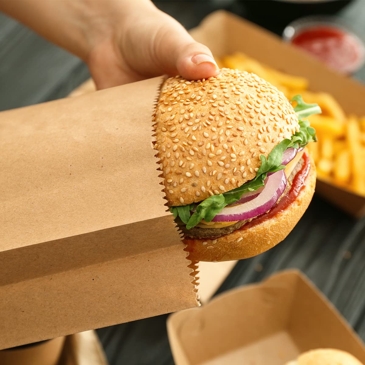 50/100 pçs sacos de papel de a - Food Grocery Snacks avaliação e preço